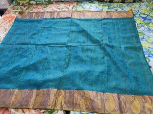 Teal &amp; Gold Silk Saree