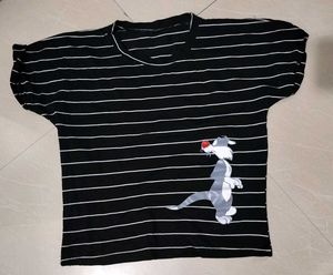 Sylvester Print Casual Black Top