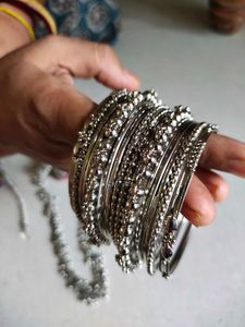 Oxidized Silver Bangles Set