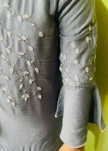 Kurti With Heavy Moti Work  Embroidery
