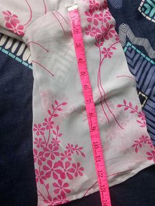 White &amp; Pink Flower Printed Beautiful Top For Girl