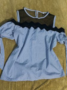 Striped Cold Shoulder Blouse