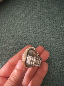 Pearl &amp; Rhinestone Adjustable Ring