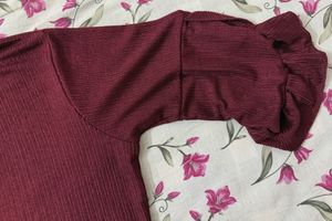 Maroon Top with Ruffle Sleeves
