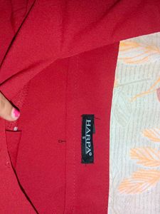 Red Buttoned Long Sleeve Top