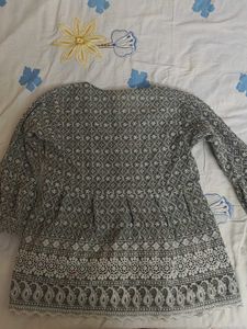 Embroidered Grey Tunic Top