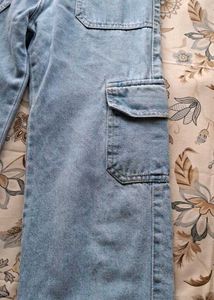 Light Wash Denim Cargo Pants