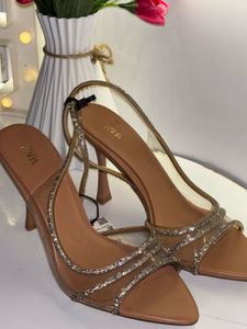 ZARA Rhinestone Open Toe Heels