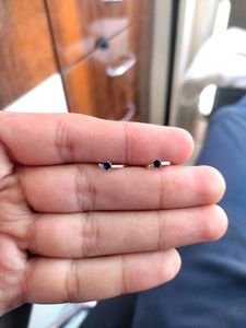 Blue Diamond Ear Bali Pure Silver Round