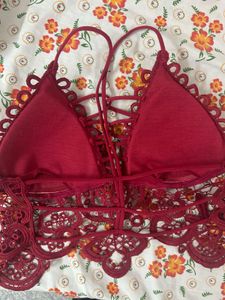 Red Lace Crop Top