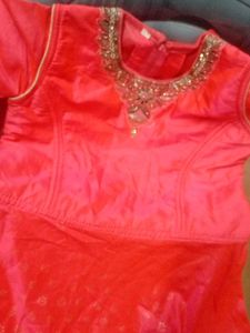 Coral Embellished Party Dress