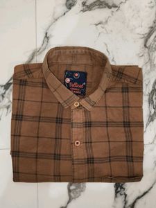 Men's Brown Checked Casual Shirt