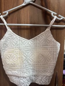 White Lace Crop Top