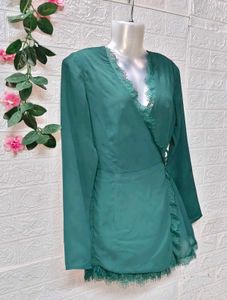 Size Extra S/S Green Lace Wrap Jumpsuit 🎁🎉 Offer