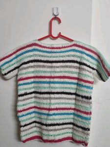 Striped Crochet Knit Top