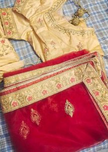 Beautiful Mustard Lehenga With Red Chunni