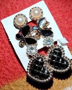 Butterfly & Heart Drop Earrings