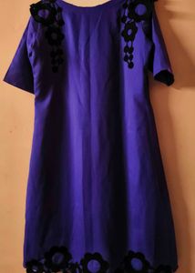 A Line Solid Purple Casual Dress