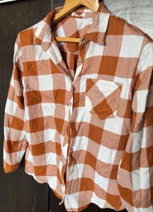 Brown &amp; White Checkered Shirt