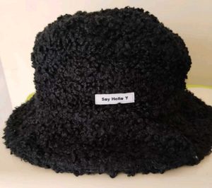 Black Fuzzy Bucket Hat
