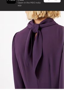 Purple Pleated High-Neck Dress