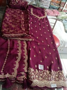 Burgundy & Gold Embroidered Salwar Kameez