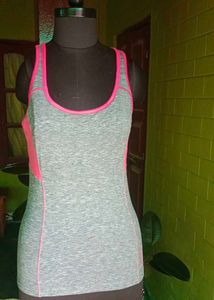 Athletic Tank Top - Gray & Pink