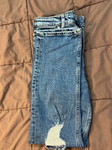 STRAIGHT HIGH WAIST ANKLE LENGTH JEANS