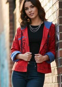 Red Sweatshirt Jacket For Women