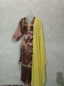Brown Satin Salwar Suit