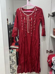 Maroon Embellished Kurti