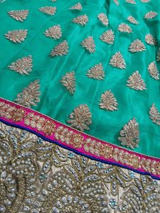 Green Embroidered Lehenga Skirt