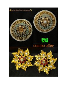 Earring COMBO✨Round Stud + Floral Design Hook