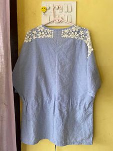 Blue Floral Lace Top