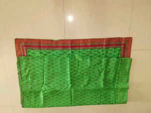 Green Silk Saree with Red Border
