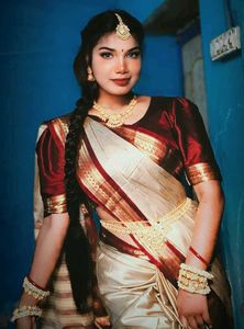 Elegant Silk Saree with Gold Details