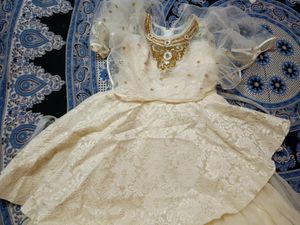 Girls Off-white Flared Gown
