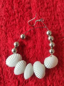 Set Of 2:- Shell Beaded &amp; Golden Stone Earrings