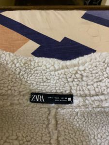 Zara Man&#39;s White Faux Shearling Jacket