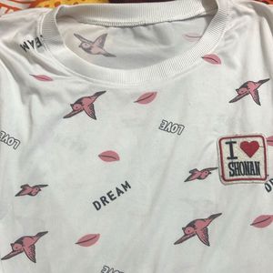 White Graphic Print Top