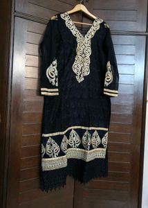 Black Thread Gotta Patti Embroidery Cotton Suit