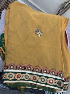 pure chiffon olive color saree