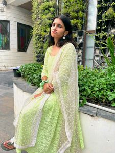 Lime Green Embroidered Anarkali Kurta
