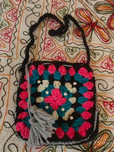 Handmade Crochet Granny Square Bag