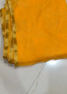 Gold Color Saree Plain