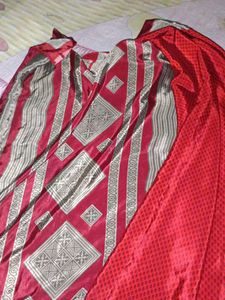 School Uniform Red Saree
