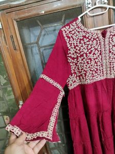 Embroidered Yellow Kurti