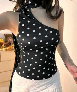 Polka Dot One-Shoulder Top