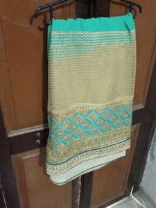 Elegant Turquoise &amp; Gold Saree