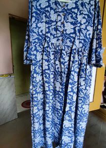 Blue Floral Print Midi Dress